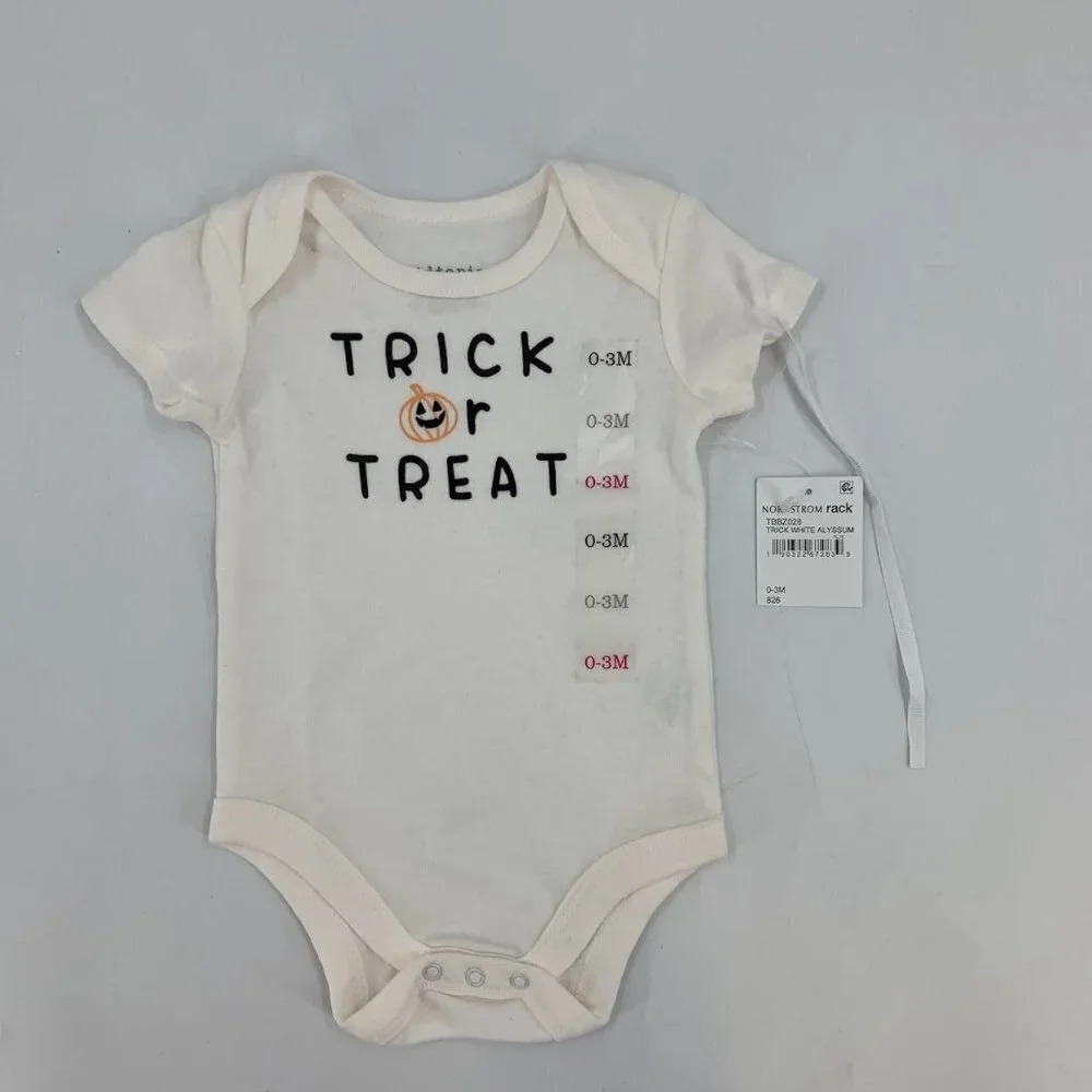 Kidtopia Baby's Trick or Treat Halloween‎ Short Sleeve Snap Bottom Size 0-3M